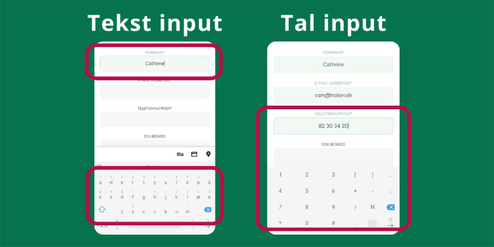 Forskellige typer af input
